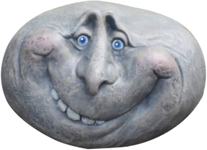 Funny Face Rock Art Sculpture Decoration Yard Art Face Resin Sculpture Mystical Garden Stones for Indoors Outdoors Patio ...