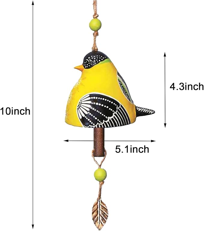 Ceramic Wind Chimes, Loud Rustic Wind Chime with Bronze Bells and Wooden Core for Patio, Porch, Garden, Backyard