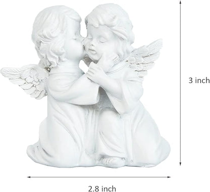Asng Cherubs Angels Resin Garden Statue Figurine, Adorable Angel Sculpture Memorial Statue, Indoor Outdoor Home Garden Decoration (Kiss Cherub-Right)