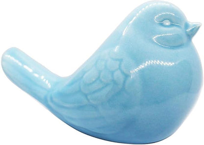 New Blue Bird Figurine, Ceramic Chubby Bird Figure Cottage Animal Bird Statue Decorations for Home Garden Decor Accents