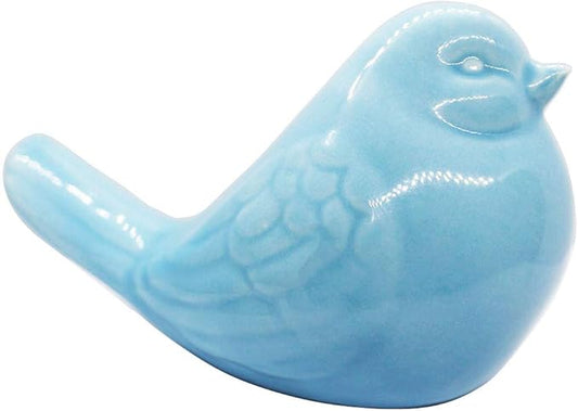 New Blue Bird Figurine, Ceramic Chubby Bird Figure Cottage Animal Bird Statue Decorations for Home Garden Decor Accents