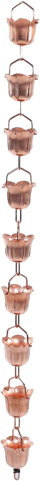 HEEPDD Rain Chains Decorative Rain Catcher Elegant Downspout Replacement for Garden Patio Decor Morning Glory Chain 1 Meter 9 Cup Copper Collected Items