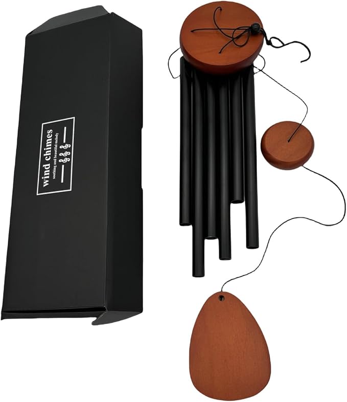 26 Inch Black Wind Chimes for Outside, Soft Tone Metal Wind Chimes for Garden Decor, Small to Medium Outdoor Chimes for Patio, Balcony, Housewarming Gift