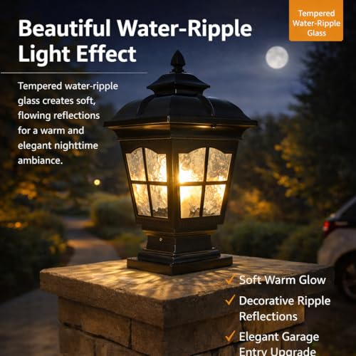 Outdoor Post Light - 17.72" Hardwired E26 Pier Mount Lantern