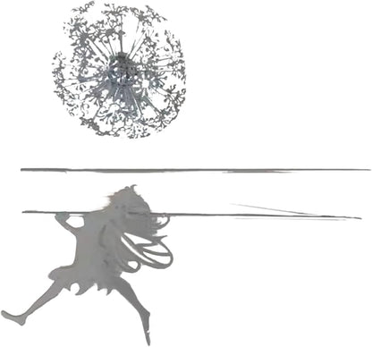 Fairies Wire Dandelion Stainless Garden Art Sculpture Steel Statue, Dancing Fairy Dandelion Garden Ornaments Art Decorations for Outdoor Yard Lawn Patio (D) (B)