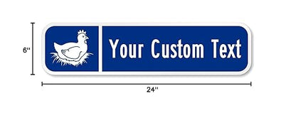 SmartSign Customize Your Own Blue Street Sign with Hen Symbol | 6" x 24" 3M EG Reflective Aluminum