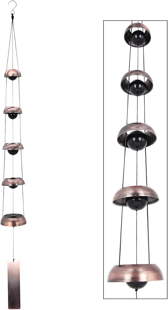 Sympathy Wind Chimes Gift Outdoors Clearance, Copper Red Hanging Bell Temple Wind Chime for Outside Large Deep Tone, Feng Shui Tibetan Garden Windchimes Unique 36 inch, Musical Rain Good Luck Chimes
