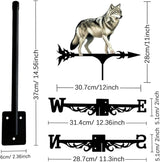 Colorful Wild Wolf Weather Vane Metal Craft Rooftop Weathervane Iron Wind Direction Indicator Garden Statue Yard Decor Lawn Ornament (b) A