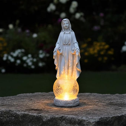 Solar Garden Decor Virgin Mary Figure with Lights,Blessed Mother Outdoor Statue for Home/Garden Decor, Gift for Women/Monther(11.22" H)