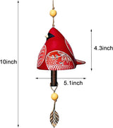 Ceramic Wind Chimes, Rustic Hand-Painted Outdoor Wind Chime with Bronze Bells and Jute Rope for Garden Patio Porch Backyard