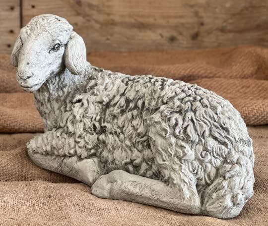 Lying Sheep Figure Realistic Lamb Yard Statue Stone Religious Figurine Ornament Decorated Sheep Statue for Garden