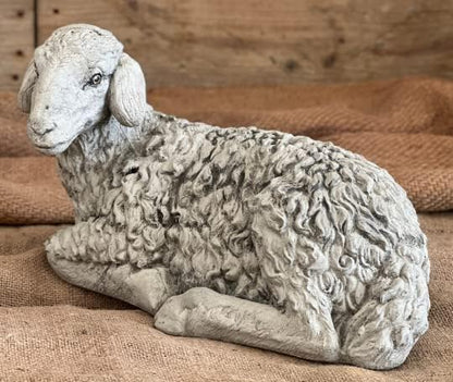 Lying Sheep Figure Realistic Lamb Yard Statue Stone Religious Figurine Ornament Decorated Sheep Statue for Garden