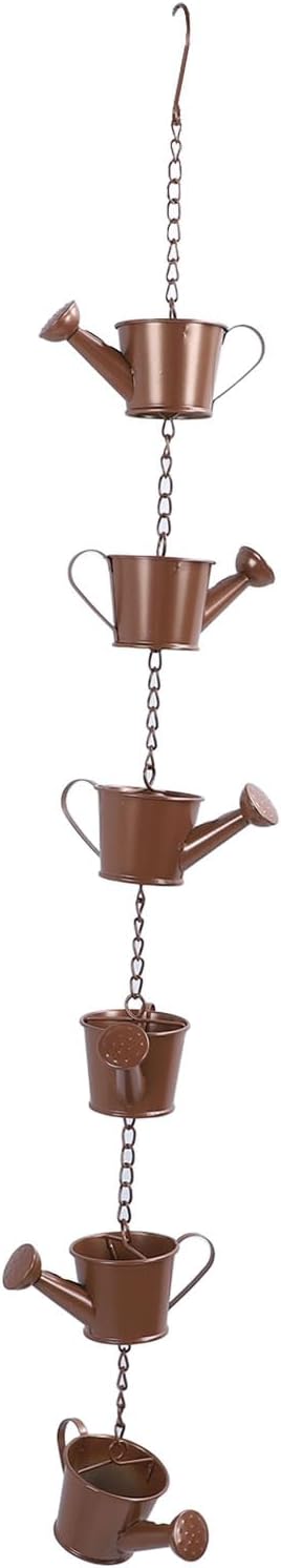 ZJchao Elegant Copper Rain Chain for Gutters – 6-Tier Decorative Feature & Downspout Alternative, Garden-Friendly Bucket- Rain Diverter