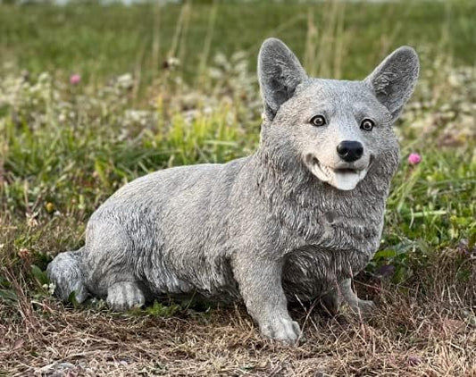 Large Corgi Sculpture Concrete Welsh Corgi Statue Pembroke Welsh Corgi Dog Figure Pet Lower Gift Outdoor Lawn Ornament Patio Decoration