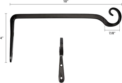 Mkono Plant Hangers Indoor, 10 Inch Metal Plant Bracket, Decorative Wall Hooks for Hanging Plants, Bird Feeder, Flower Basket, Wind Chimes, Home Outdoor Decor, 2 Pack Black