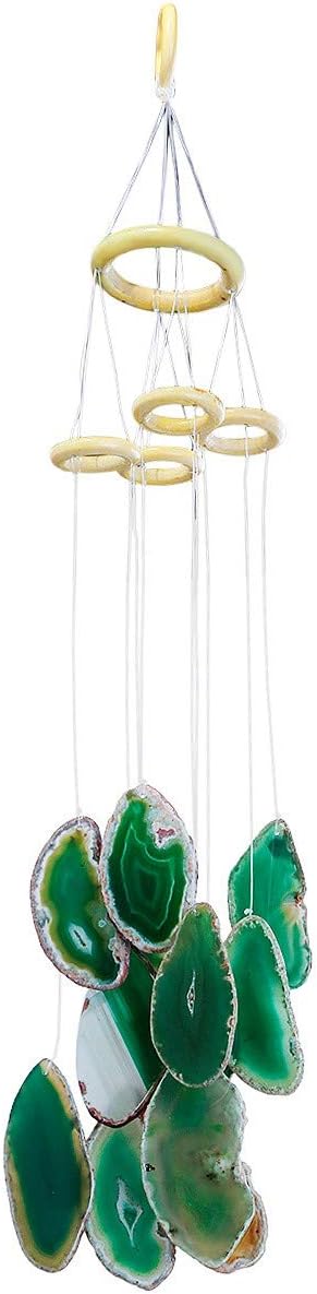 rockcloud Agate Slices Geode Wind Chime Home Garden Decoration Figurine, 20-24 inches, Green