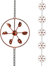 dreamysoul Rain Chains with Spinner Cups, Copper Creative Rain Catcher Chains for Gutters Downspout, Unique Rain Chain for Outside Garden Decor