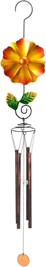 MUMTOP Wind Chimes for Outside Clearance - Garden Wind Chimes with Flower Wind Spinner, 33 Inch Deep Tone Metal Memorial Sympathy Windchimes for Patio Outdoor Porch Yard Decor Gifts(Orange)