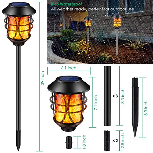 Solar Flame Torch Lights - Metal, 4 Pack