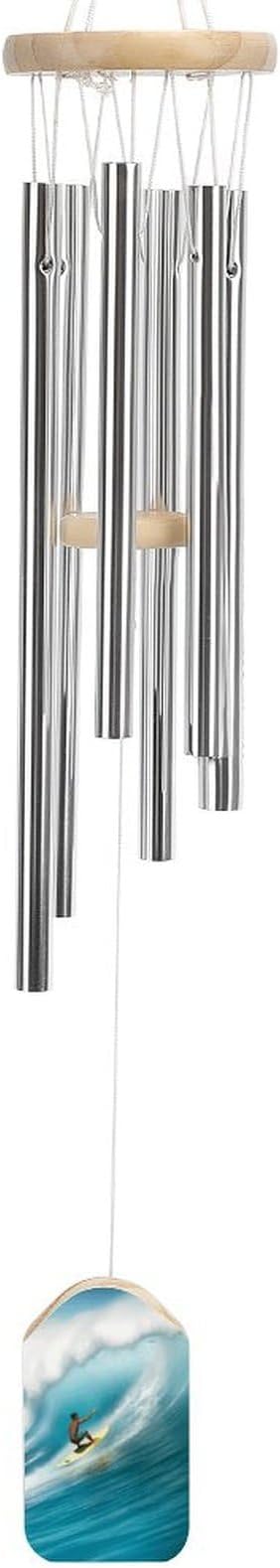 Wind Chimes for Outside,Surfing Printed Cute Aluminium Windchimes Outdoors,Soothing Melodic Memorial Wind Chime for House Porch Patio Garden Balcony Decor