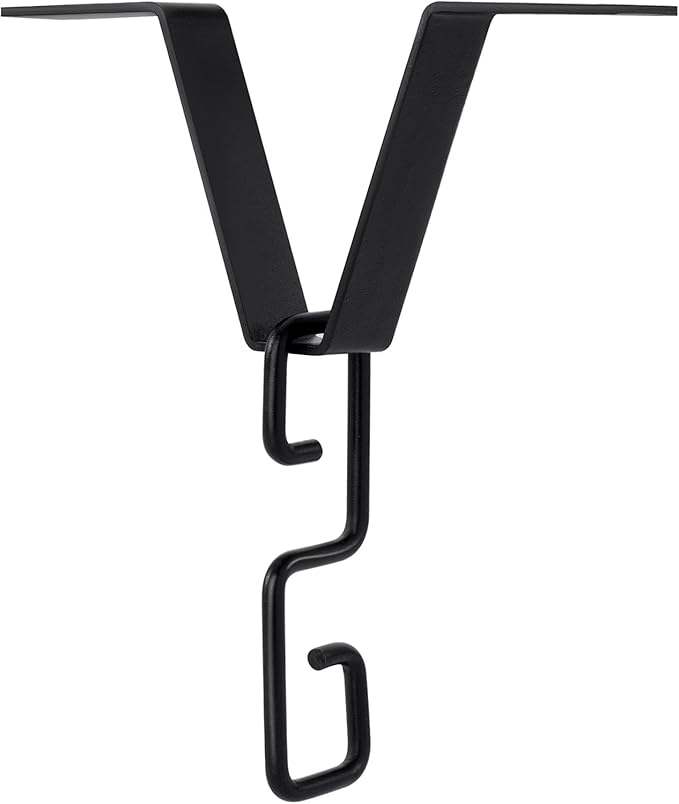 2 Pcs Heavy-Duty V-Shaped Rain Chain Gutter Adapter Clip S-Shaped Hooks Alloy Connector Holder for Rain Chains Adjustable Adapter for Gutter Chain Downspout Painted Hardware Black