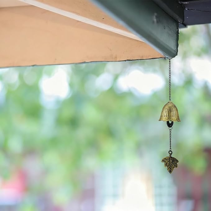 Japanese Wind Chime Lucky Small Wind Chimes for Outside Cast Iron Wind Bell Pendent Ornament for Bless Garden Backyard Balcony Home Decor(Bronze)