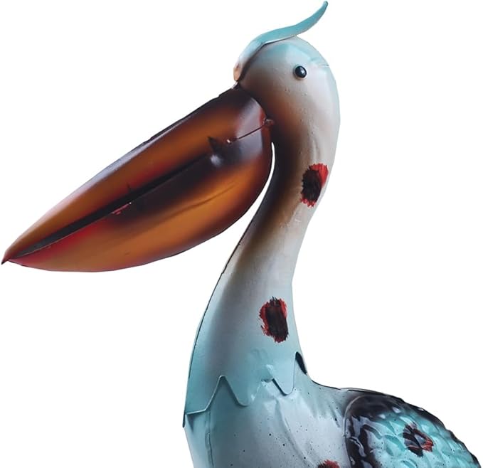 16inch Pelican Statue Metal Ocean Bird Sculpture Garden Decoration Metal Yard Art for Patio Lawn Backyard Outdoor Decoration