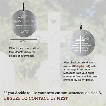 ASTARIN Personalized 30" Bereavement Wind Chimes for Outside, Memorial Gift in Remembrance of a Loved One, Sympathy Gift for Loss of Mother Father Husband, Garden Patio Decor