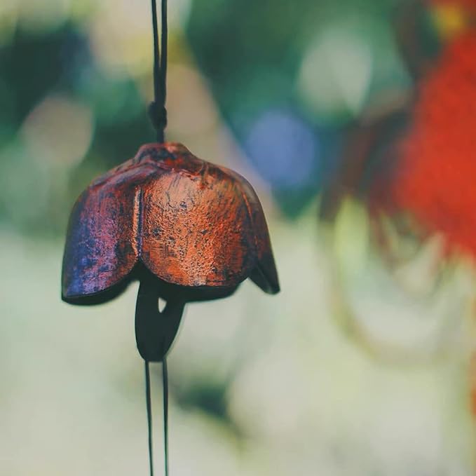 Japanese Traditional Lucky Small Wind Chimes for Outside, Plum bossom Iwachu Cast Iron Bless Temple Wind Bell Memorial and Sympathy Wind Chimes Indoor Garden Bell, Patio, Balcony
