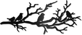 CREATCABIN Birds on Branch Metal Wall Decor Metal Branch Wall Art Decor Black Leaves with Birds Laser Cut Hanging Ornament Decoration Sculpture Minimalist Gift for Bedroom Home 11.8x5Inch