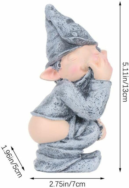 Funny Pooping Mini Statue, Naughty Resin Garden Gnome for Decor, Naked Miniature Dwarf Gnome Figurine for Home Garden Ornament
