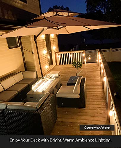 Brightech Ambience Pro 48ft Outdoor String Lights - Dimmable Warm White