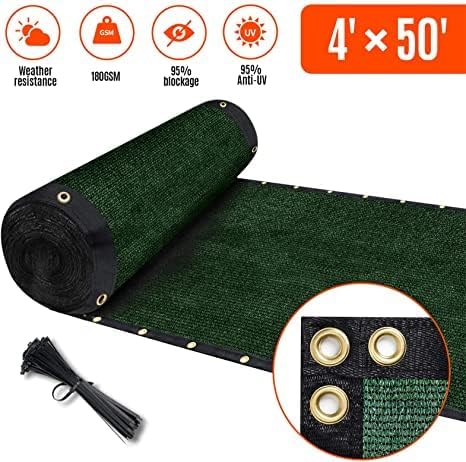 180GSM 4ft x 50ft Fence Privacy Screen Heavy Duty Fence Cover Garden Wall Backyard Dark Green