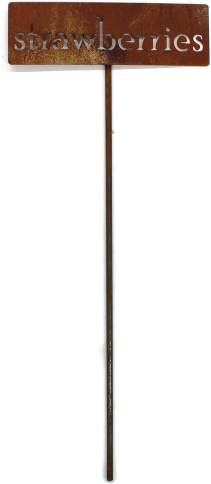 Classic Metal Garden Markers 19 Inches Tall (strawberries, Naturally Rusted)