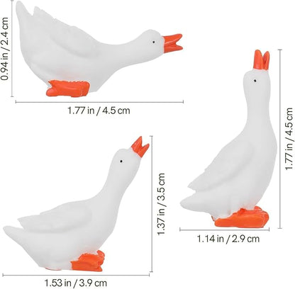 3Pcs White Resin Goose Figurines, Miniature Garden Statues, Indoor Outdoor Fairy Garden Decor Miniature Figurine Decoration for Micro Landscape Terrarium,Micro Landscape