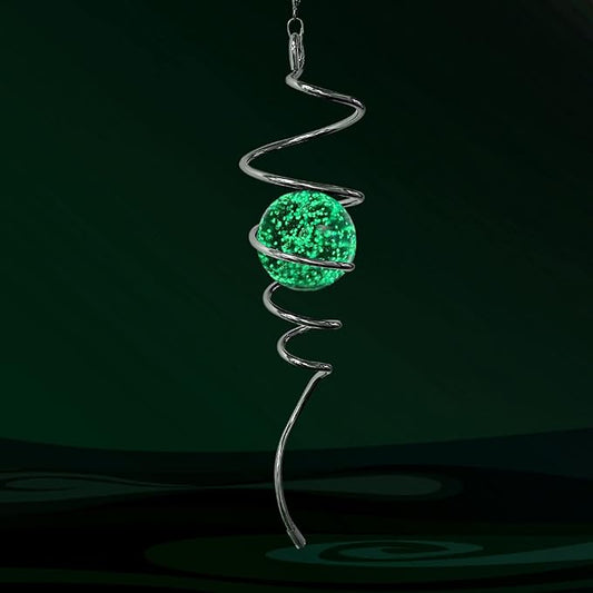 Aoedelyart Glow in The Dark Wind Spinner Tail Gazing Ball Spiral Decorative Spiral Tail Wind Spinner Stabilizer Sun Catcher,Indoor Outdoor Hanging Art Garden Decoration Wind Sculpture Stabilizer-13in