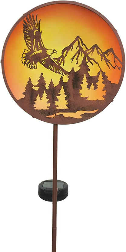 Red Carpet Studios Outdoor Light Sculpture - Solar Powered LED Lighted Wildlife Silhouette Garden Stake, 33.5" Tall, Eagle