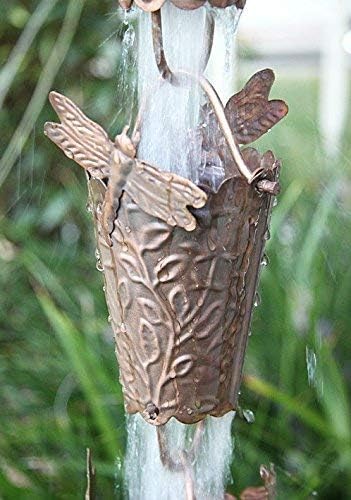 Dragonfly Theme Copper RAIN Chain with Installation KIT (10 Foot)