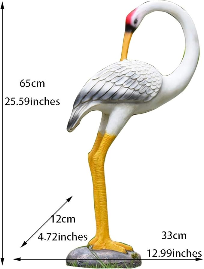 Garden Statue Animal Sculpture Outdoor Decor Gift Outdoor Statues Outdoor Garden Simulation Animal Sculpture Figurine Crane Statue Garden Courtyard Animal Decoration(33 * 12 * 65cm)