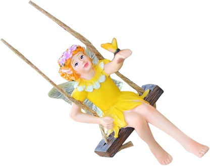 Garneck Hanging Flower Fairy Resin Statue Outdoor Swing Decor for Garden Trees Durable Garden Ornament for Home and Patio Decoration