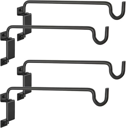 AILIN YELOKIE 16" 360° Swivel Plant Hanger (4-Pack) - Heavy Duty Solid Steel Wall Hook, 12-Directional Adjustable for Bird Feeders, Outdoor/Indoor Plants, Garden & Patio, Rust-Resistant Black