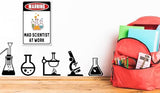 Mad Scientist at Work Funny Wall Decor Tin Sign 12x8 Inch for Home Bar Cafe Pub Farmhouse Garage Bedroom Chemistry Classroom Science Poster Gifts, Boys Gift