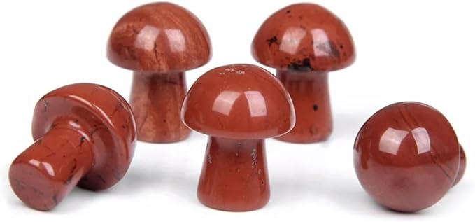 15PCS Red Stone Natural Stones Mushroom Sculpture Decor Crystal for Home Crafts Flower Pot Gemstone Mini Mushroom Hand Making Yard Decoration