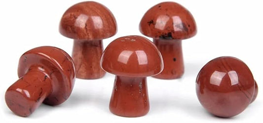 15PCS Red Stone Natural Stones Mushroom Sculpture Decor Crystal for Home Crafts Flower Pot Gemstone Mini Mushroom Hand Making Yard Decoration