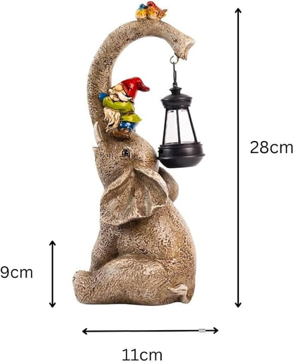Banax Elephant Solar Garden Ornaments with Lanterns 11 in Elephant Garden Statues Outdoor Figurines with Solar Powered LED Lights for Garden Decor Durable Resin Outdoor Statues for Patio Yard