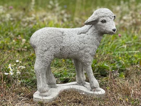 Lamb Statue Outdoor or Indoor Sculpture Concrete Lamb Figurine Garden Lamb Decor Realistic Sheep Statue