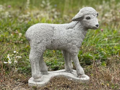 Lamb Statue Outdoor or Indoor Sculpture Concrete Lamb Figurine Garden Lamb Decor Realistic Sheep Statue