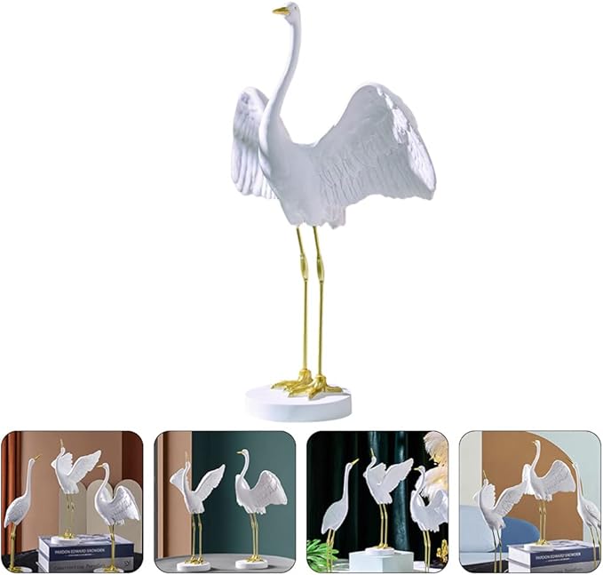 Milisten Outdoor Decor 1pc Garden Crane Statues Resin Crane Figurines Heron Sculptures Bird Statues Lawn Ornaments for Backyard Pond Patio Porch Outside Decor