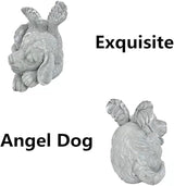 Dog Angel Wings Ornament Dog Angel Statue Mini Animal Statu for Garden Tombstones or Lawn Decoration