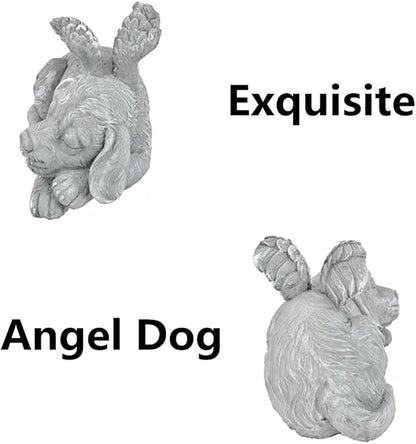 Dog Angel Wings Ornament Dog Angel Statue Mini Animal Statu for Garden Tombstones or Lawn Decoration